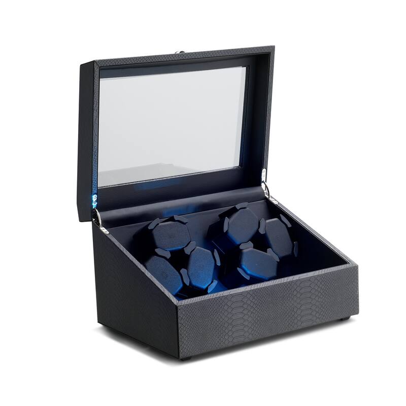 Luxury Watch Winder Box for 6 Watches with LED Lighting, Silent Motor, Memory Foam Cushions