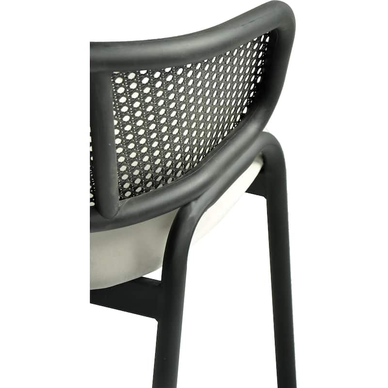 Ervilla Modern Upholstered Accent Side Chair with Wicker Back and Black Iron Legs for Dining Room & Kitchen, Set of 2