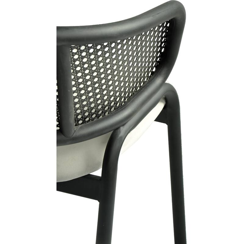 Ervilla Modern Upholstered Accent Side Chair with Wicker Back and Black Iron Legs for Dining Room & Kitchen, Set of 4