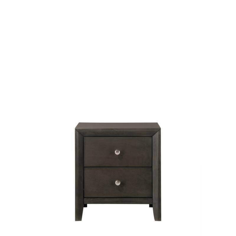 Contemporary Modern Look 2-Drawer Nightstand End Table White Finish Two Storage Drawers Round Knobs - Grey