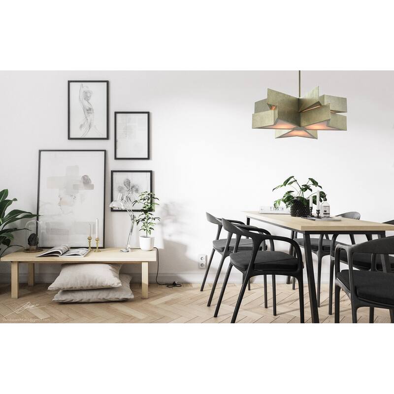 6-Light Silver Leaf Frame Star Light Fixture