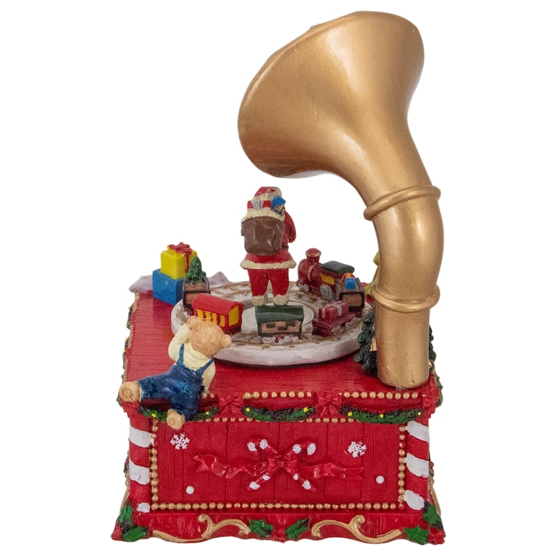 7" Santa Claus on Phonograph Musical Christmas Decoration