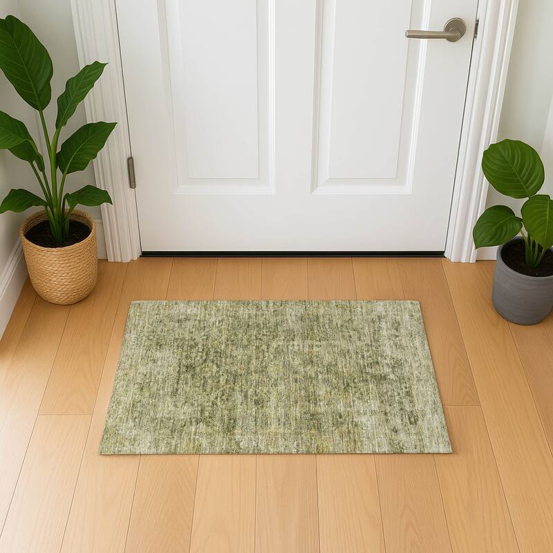 Premium Washable Super Soft Vintage Traditional Mayfield Rug - Green - 1'8" x 2'6"