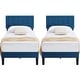 preview thumbnail 43 of 58, VECELO Tufted Upholstered Kids Bed with Adjustable Headboard,Twin Size Bed Set of 2