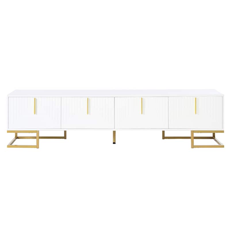70" TV Stand with Gold Handles & Adjustable Shelves for TVs Up to 80"