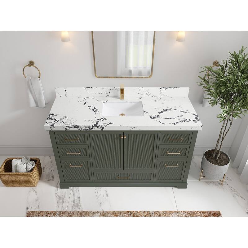 Willow Collections 60 in. W x 22 in. D Alys Single Sink Bathroom Vanity with Countertop - 2"Viola Night - Pewter Green