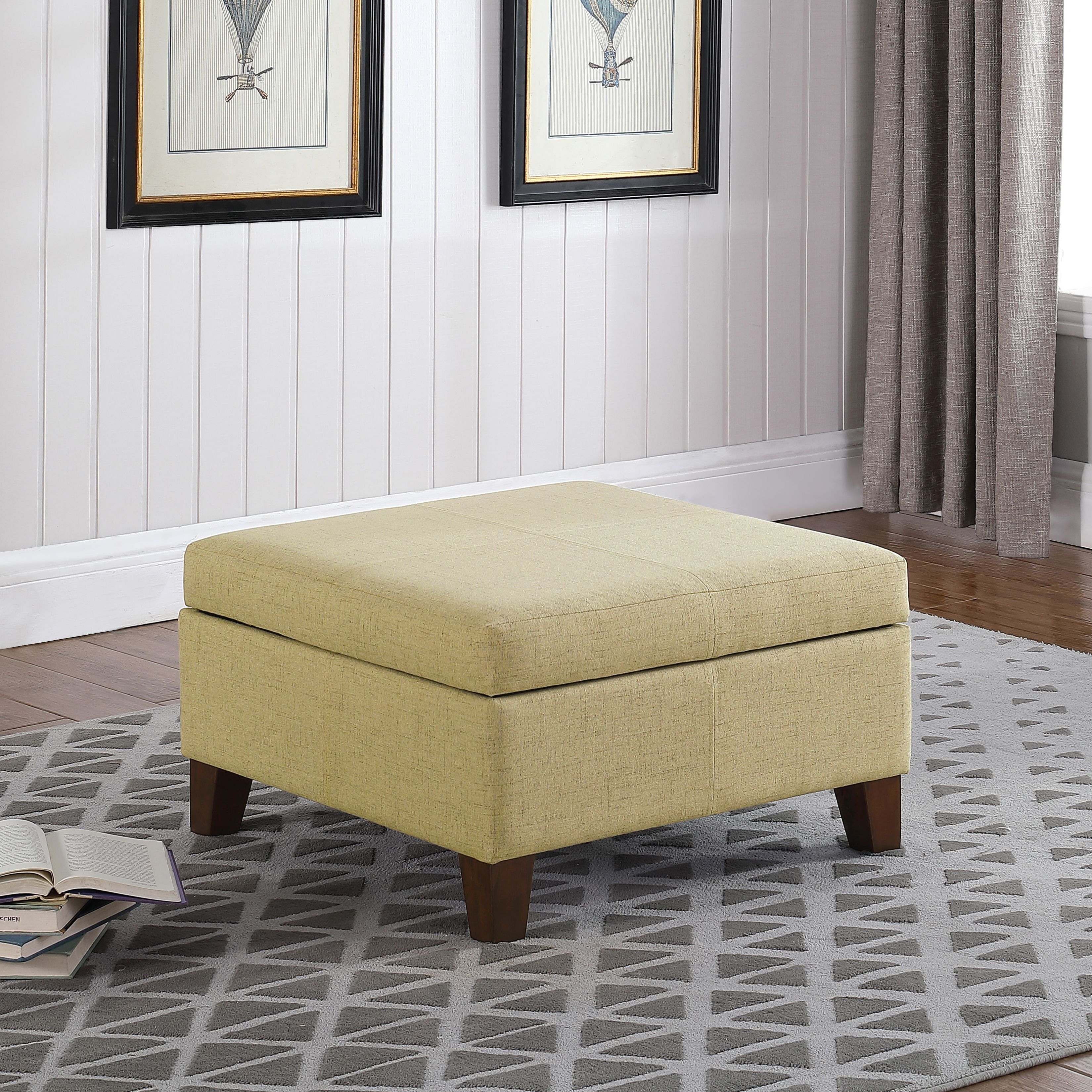 HomePop Luxury 28 Inches Square Storage Ottoman