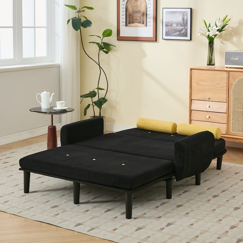 Velvet Sofa Bed, Loveseat with Adjustable Backrest, Sleeper Sofa Daybed with Built-In USB Port
