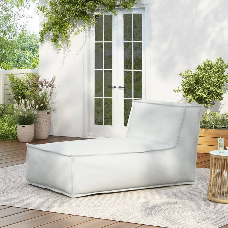 Christopher Knight Home- Harper Fabric Outdoor Bean Bag Lounger Chair - Light Grey