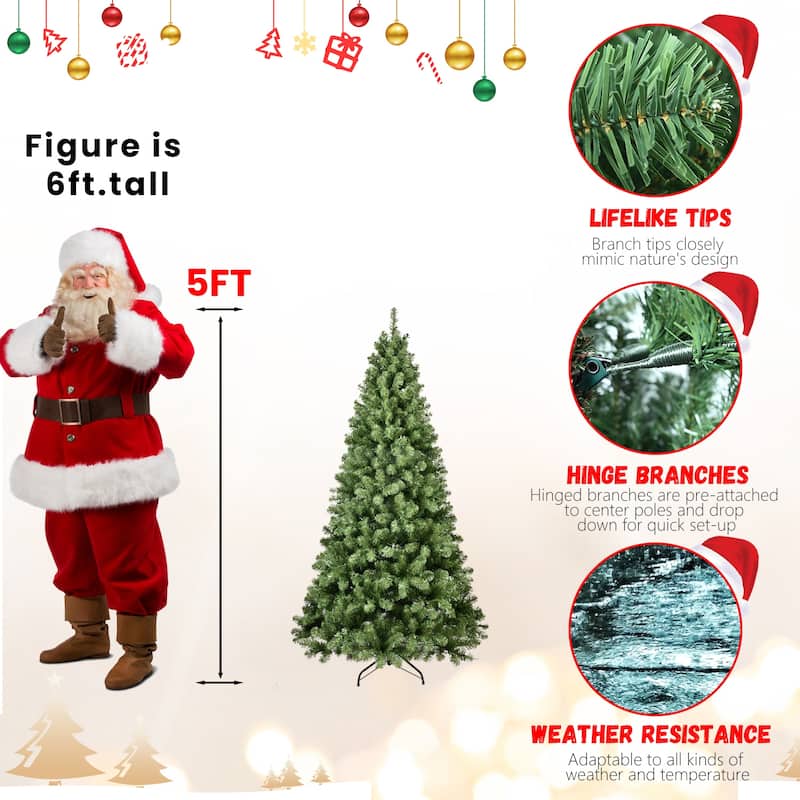 9ft Pre-Lit PVC Christmas Tree with 650 UL Lights, 1930 Tips, Auto-Unfold Memory Wire,Easy Assembl