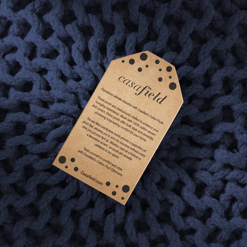 Cotton Pouf Ottomans Knit Foot Stool Pouffes for Living Room