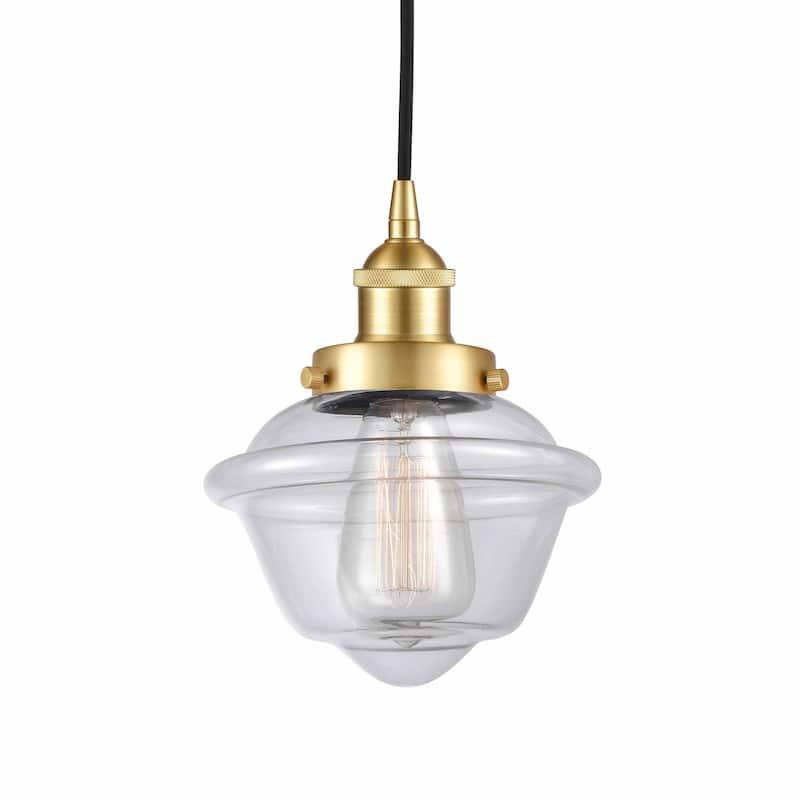 Innovations Lighting 616-1PH-10-8 Oxford Pendant Oxford 8" Wide Mini - Satin Gold / Clear