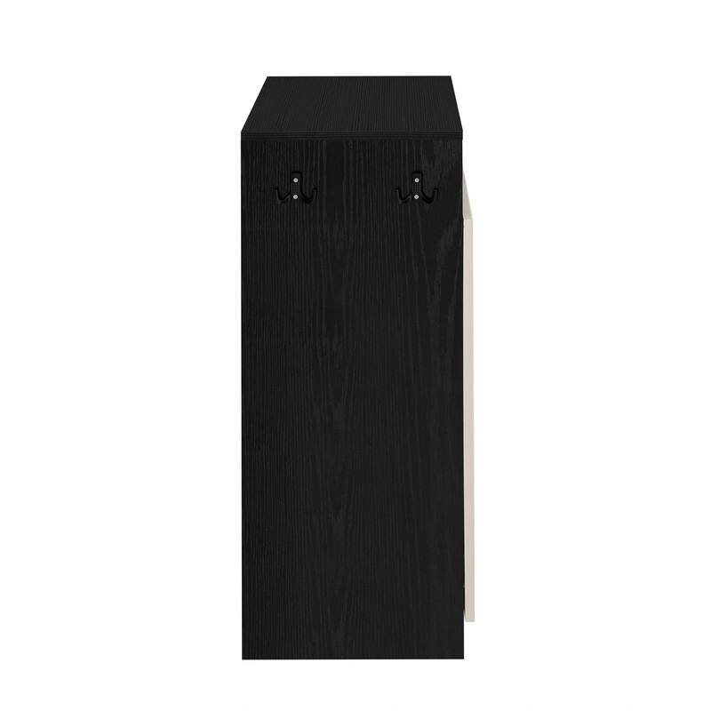 Entryway Bench Cabinet With Cushion, 2 Doors and 3-Tier Adjustable Shelves for Entryway Organization