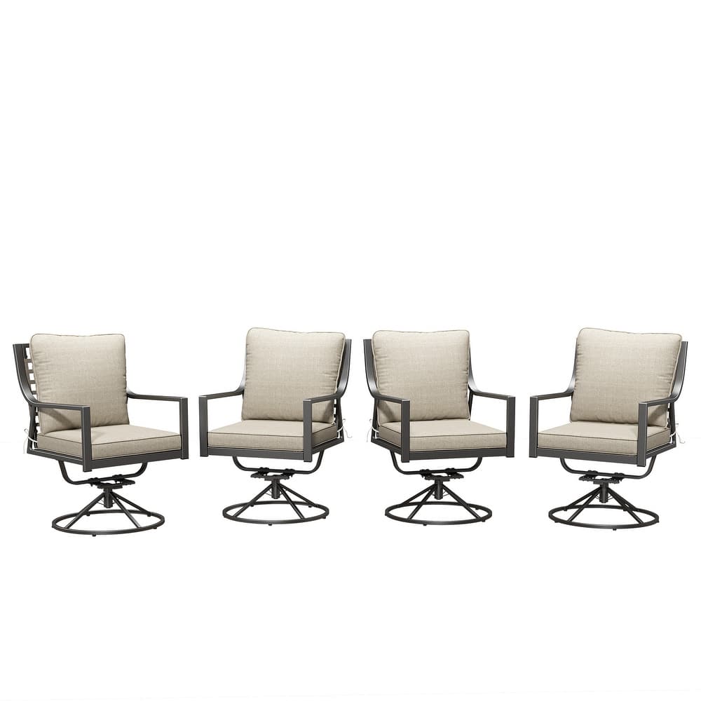 Outdoor Patio Glider Chairs Beige Cushion Set