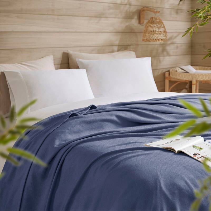 Chelsea Square Rayon from Bamboo Cooling Cotton Lightweight Blanket for Summer Spring
