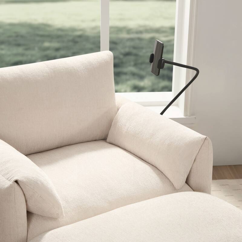 Comfy Chenille Armchair, Modern Cloud Chaise Lounge for Living Room&Apartment