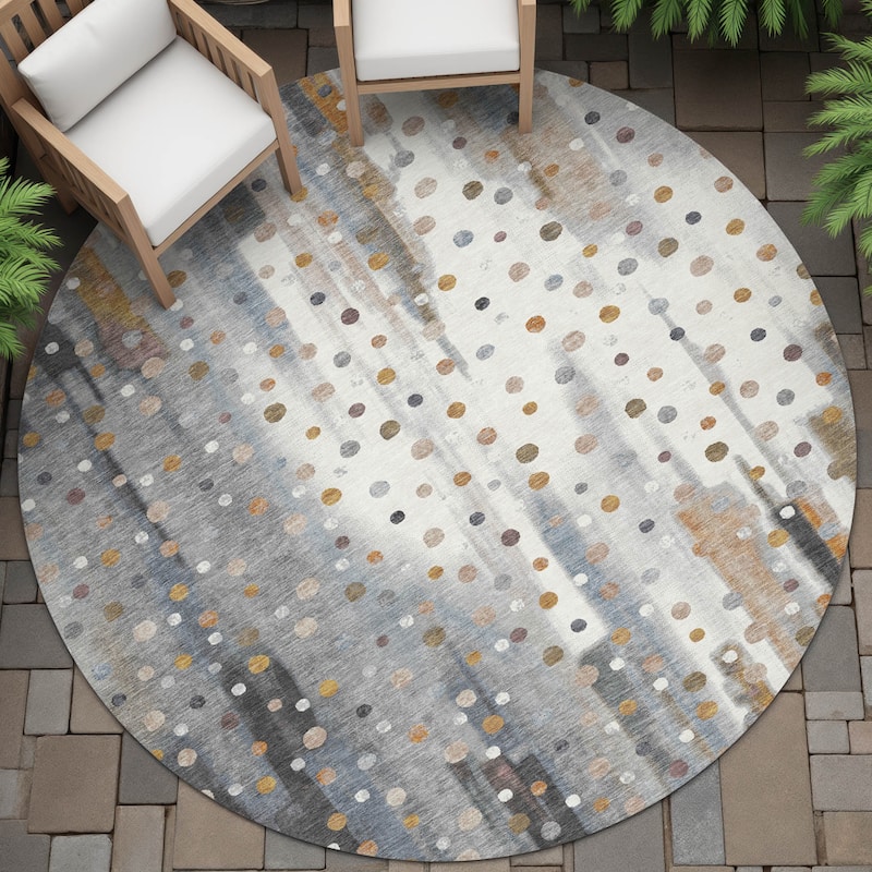 Machine Washable Indoor/Outdoor Modern Confetti Chantille Rug - Gray - 8' x 8'