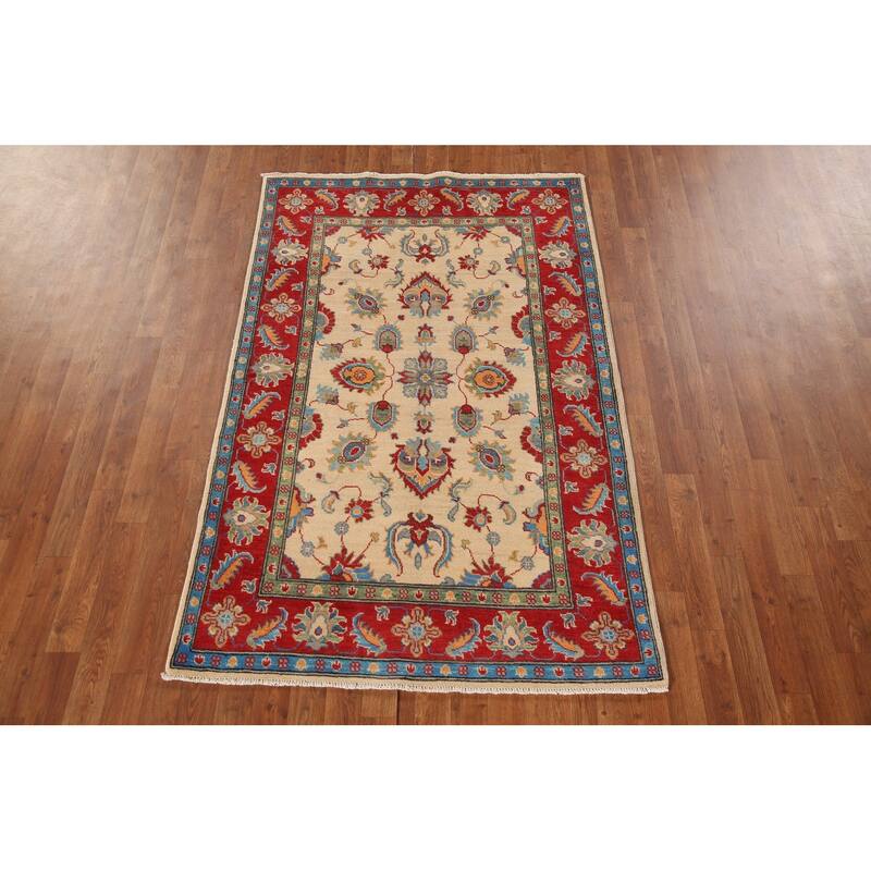 Kazak Area Rug Hand-Knotted Traditional Wool Carpet - 3'9"x 6'1"