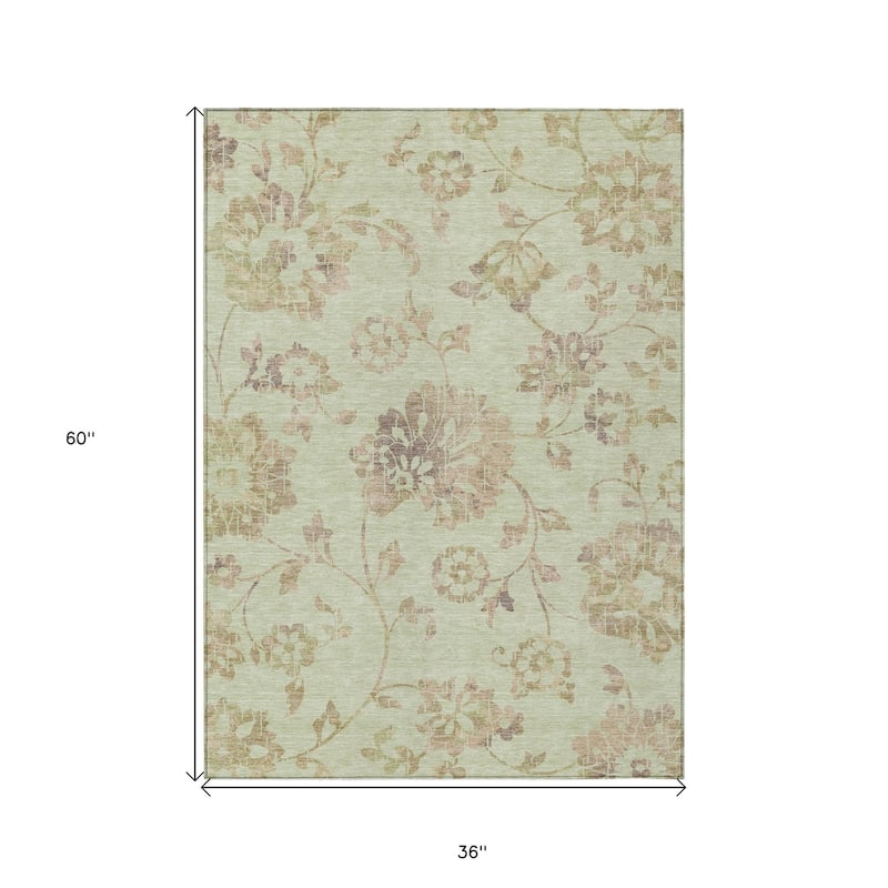 HomeRoots Floral Transitional Rectangle Outdoor Rug