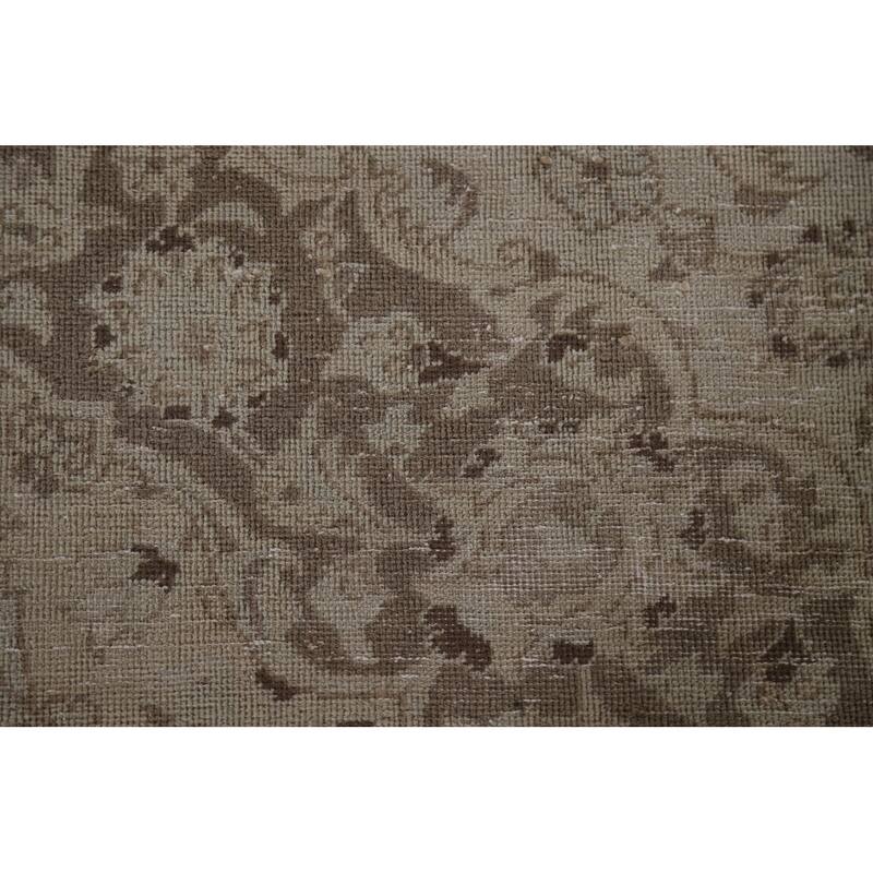 Hand Knotted Oriental 100% Wool Carpet Traditional Floral Beige & Ivories Kashan Area Rug - 12' 5'' X 9' 5''