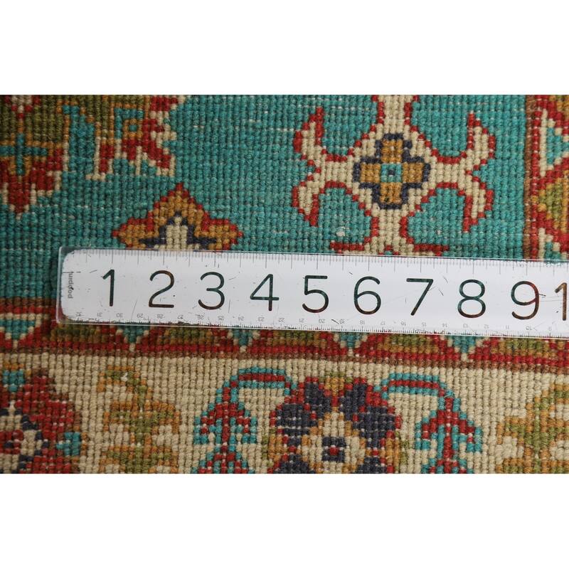 Turquoise Blue Kazak Foyer Rug Hand-Knotted Bedroom Wool Carpet - 2'9"x 4'0"