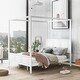 preview thumbnail 2 of 7, Queen Size Canopy Platform Bed with Headboard and Footboard,Slat Support Leg,White