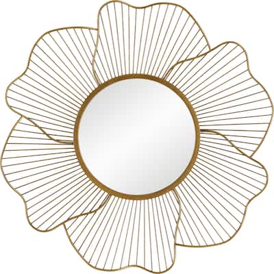 Blossom Floral Wall Mirror - 43" - Antique Gold