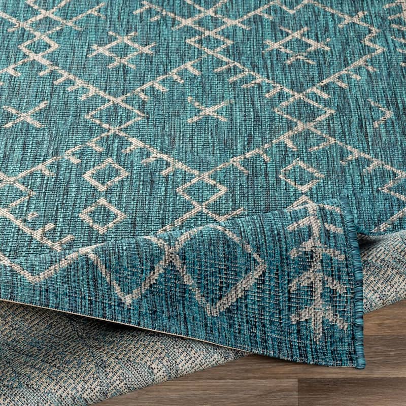 Livabliss Eagean Global Indoor/Outdoor Area Rug - 2'7" x 10' - Aqua