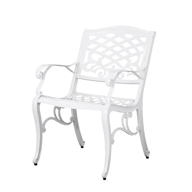 Monterey 7-Piece White Aluminum Outdoor Dining Set with Floral Lattice Table