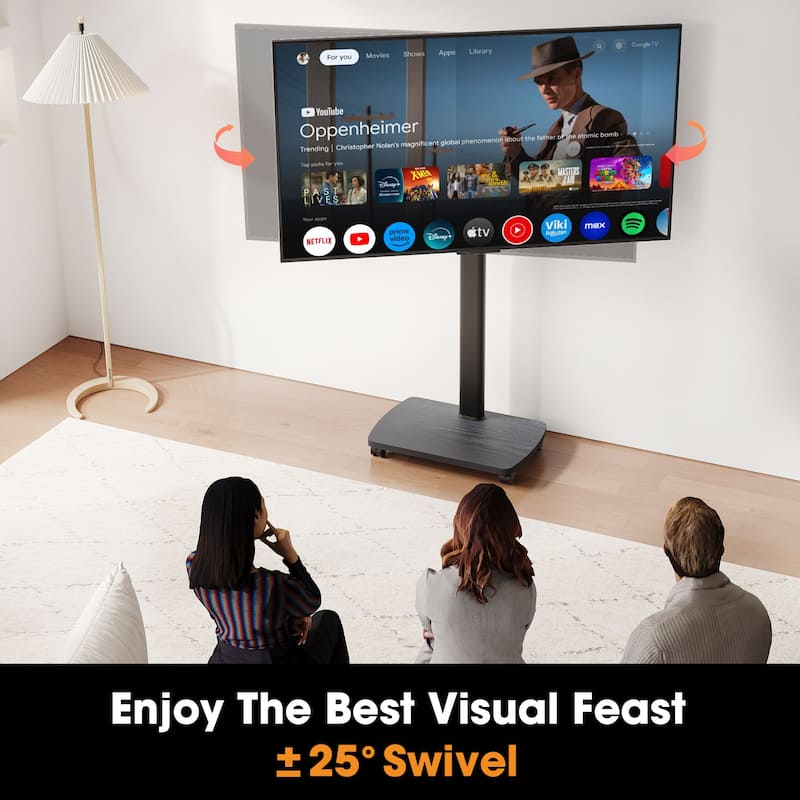 AOKCOS Modern Rolling TV Stand with Wheels for 43 to 75 inch TVs