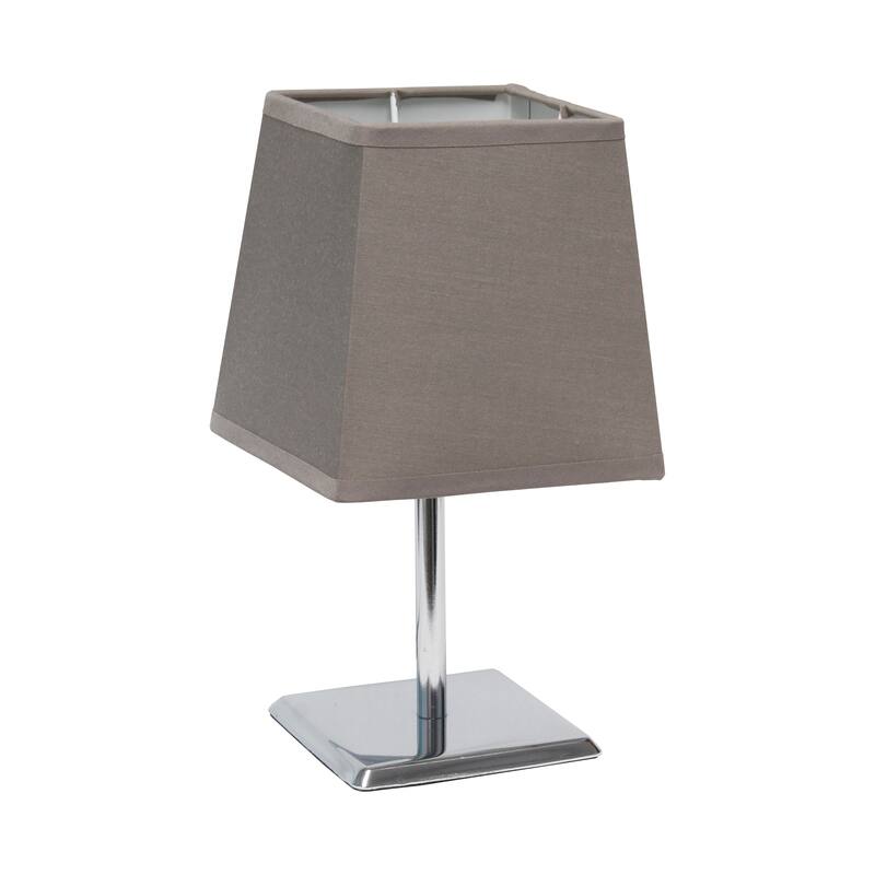 9.65" Compact And Chic Modern Square Chrome Accent Table Lamp, For Living Room, Bedroom, Office, Black Shade - GY