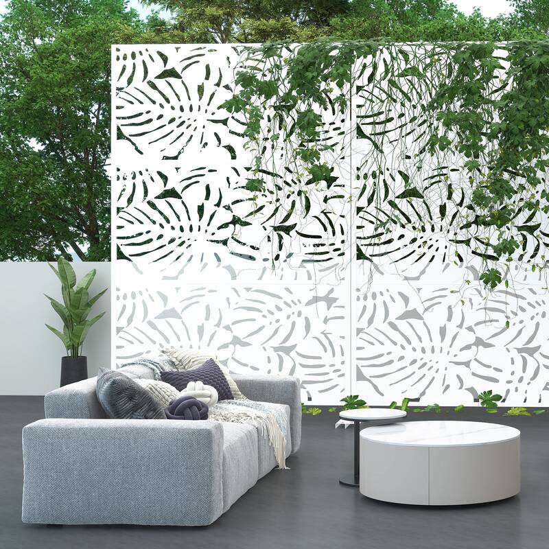 Metal Privacy Screen Panel Free Standing - 72*47 - White