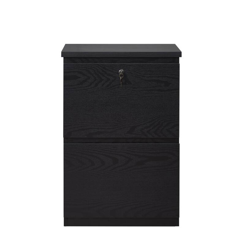 KOWO Wooden 2-Drawer Filing Cabinet with Lock Letter Size Office Storage, Locking Document Organizer for Home or Workplace