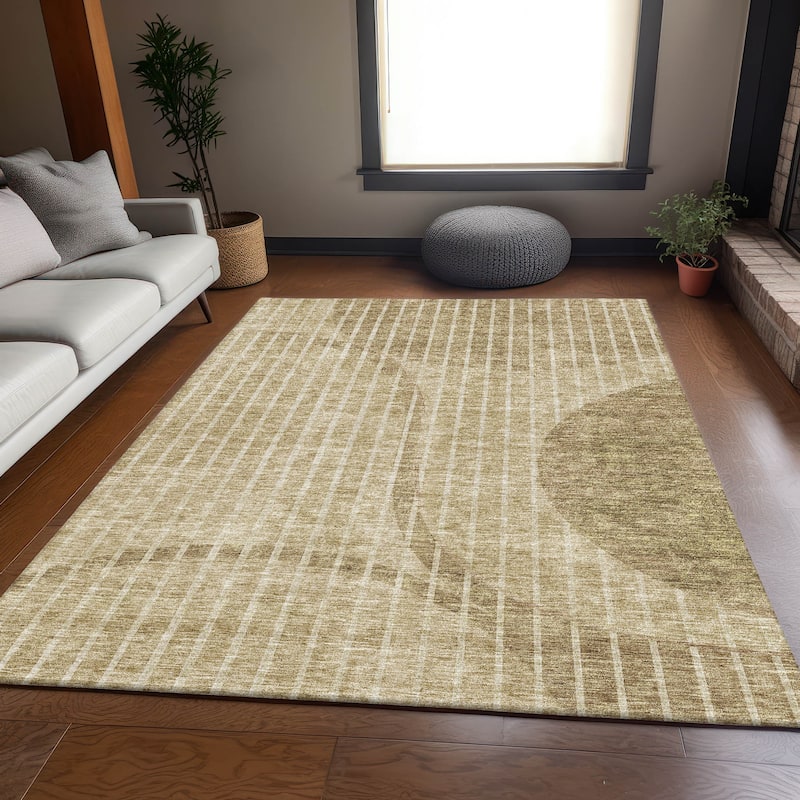 Premium Washable Super Soft Contemporary Deco Mayfield Rug - Brown - 9' x 12'