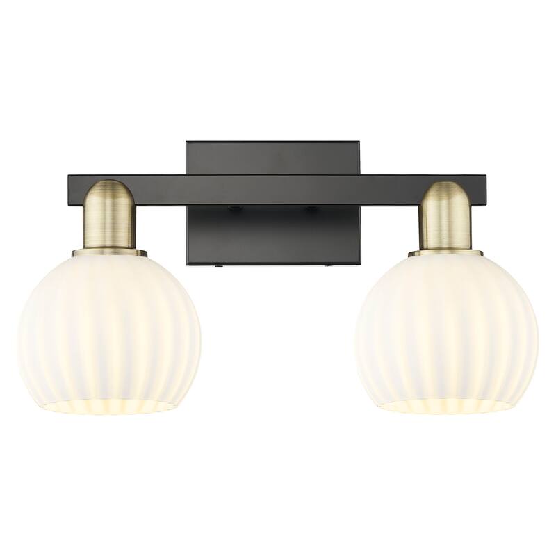 Innovations Lighting 716-2W-10-17 White Venetian Vanity White Venetian - Black Antique Brass / White Venetian