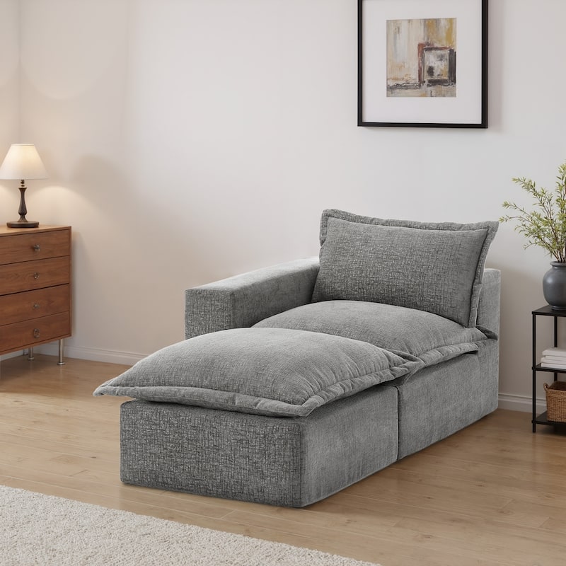 Chenille L-Shaped Modular Sectional Sofa Comfy Cloud Couch For Living Room