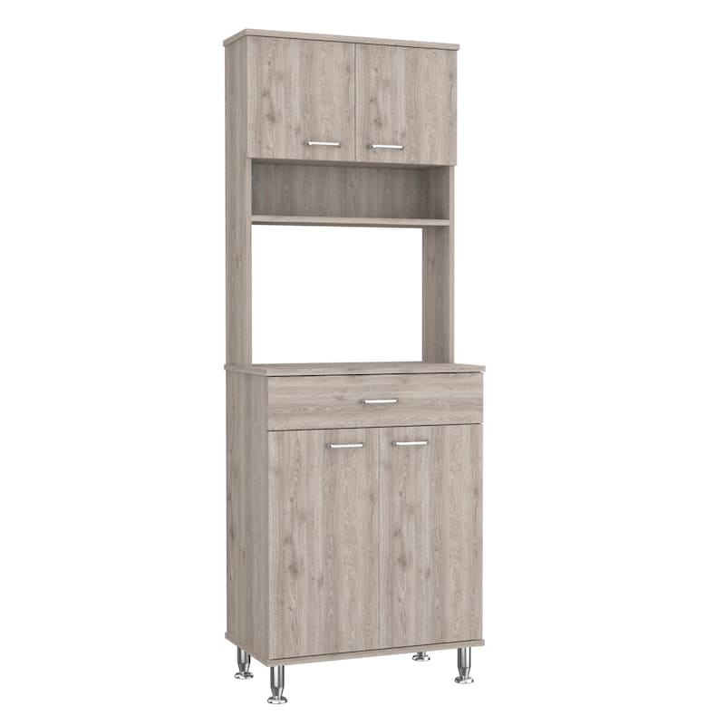 TUHOME Della 60 Kitchen Pantry with Drawer, 2 Cabinets, and Metal Legs - N/A