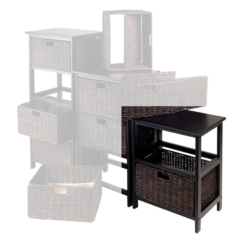 20.25" Black Unique Omaha Storage Rack with 2 Foldable Baskets
