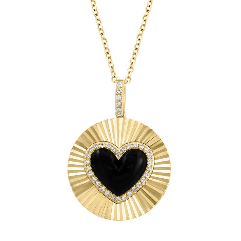 EFFY 14K Gold Diamond Lapis Lazuli Heart Disc Pendant Necklace