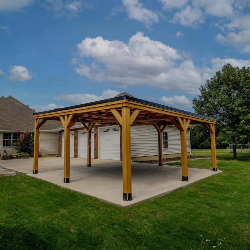 Backyard Discovery Kingsport 20x20' Cedar Wood Carport with Steel Roof