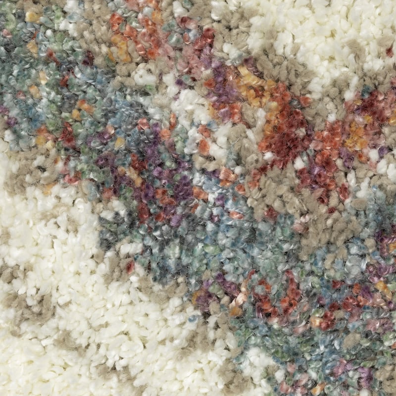 Style Haven Aire Southwest Diamond Ivory/ Multi Shag Tassel Fringe Area Rug.