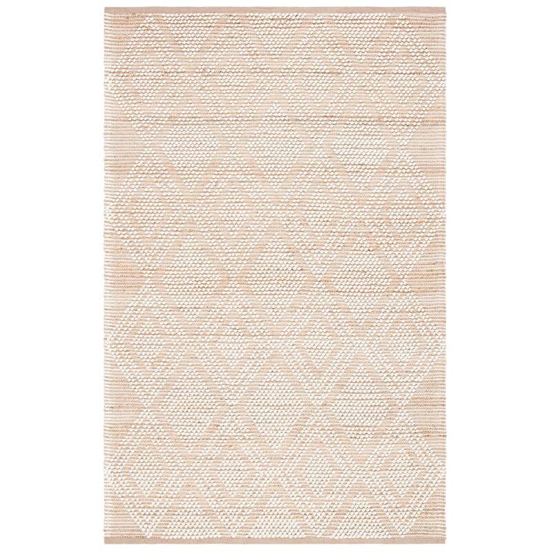 SAFAVIEH Handmade Natura Ulderica Diamond Jute & Wool Rug - 6' Square - Natural/Ivory
