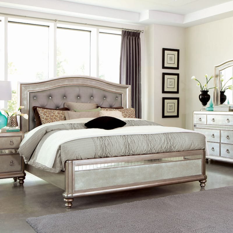 Bling Game Wood Panel Bed Metallic Platinum