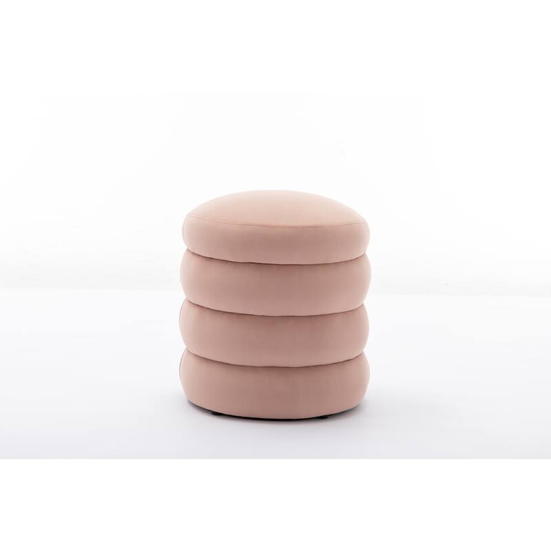Velvet Round Footrest Ottoman
