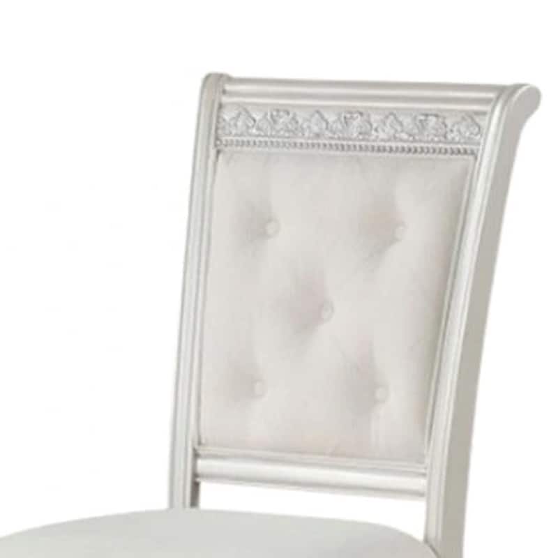 Miamy Dining Armchair Set of 2, Solid Wood, Ivory Button Tufted Fabric