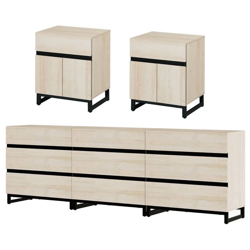 WAMPAT Dresser and Nightstand Set of 3