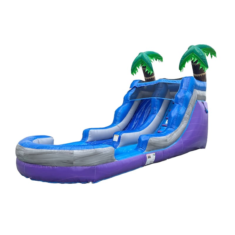 POP JUMP Tropical 27' Waterslide with Pool - Blue - 13' x 12' x 23'
