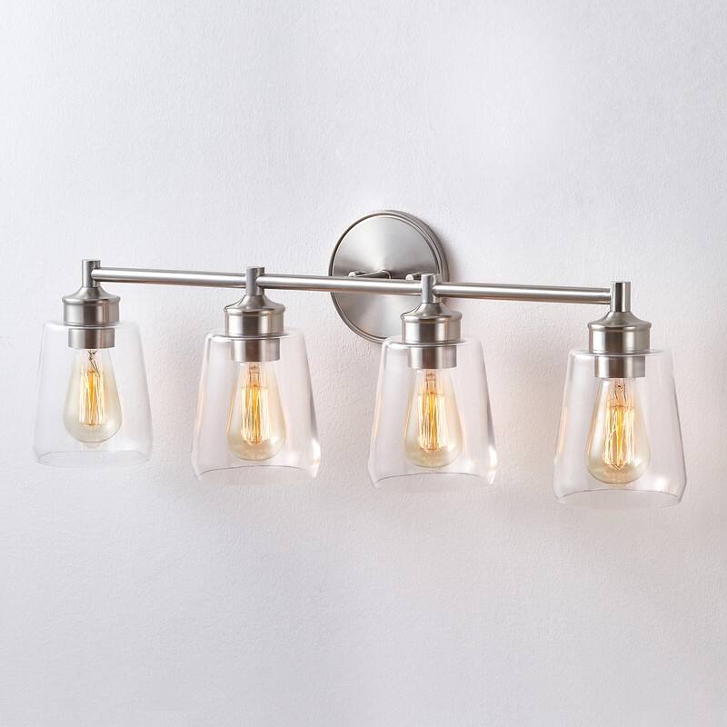 KAWOTI 4-Light Dimmable Bathroom Vanity Light with Glass Shade