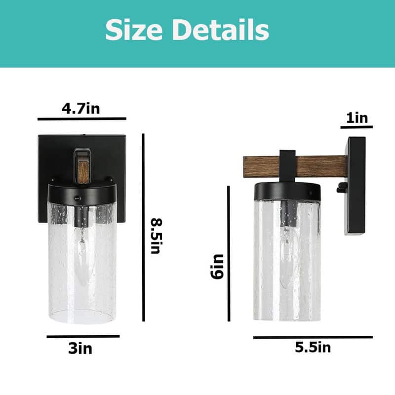 1 Light wall sconces black and wood wall lighting glass, metal bedroom wall light