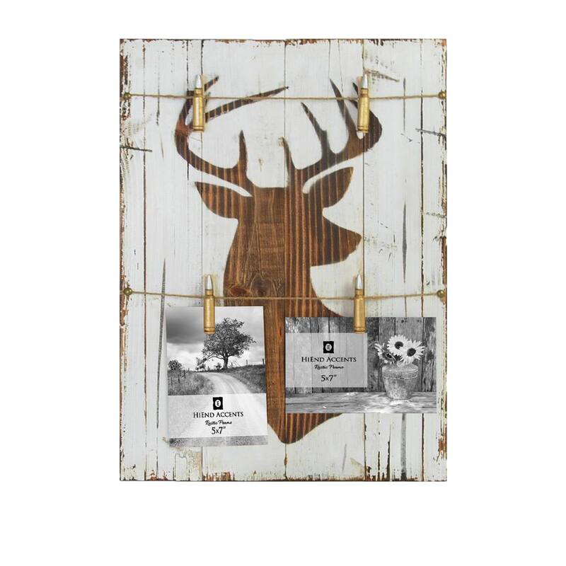 HiEnd Accents Wooden Picture Holder with Deer Bust